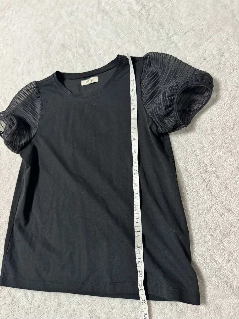 Madewell Black Puff Stripe Sheer Sleeve Top